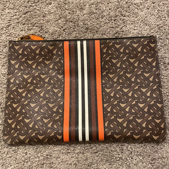 Burberry Monogram Pouch Clutch Brown and Orange - Picture 3 of 6